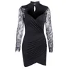 Sexy Bodycon Kobieta Goth Dress Winter Długim Rękawem Elegancki Suknie Dla Kobiet Party Night Club Punk Designer Odzież 93645P 210712