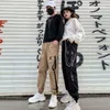 Neploe Women Men Cargo Pants Harajuku Chain Pockets Ankle Trousers High Waist Hip-hop Punk Black Harem Streetwear Sweatpants 211124