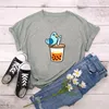 T-shirt da donna T-shirt da donna Tea Bird Boba Pearl Bubble Shirt T-shirt stampata Tees Top 2022 Milk Cute Cartoon T-shirt da donna