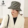 FOXER Women's Hat Retro Presbyopia Sun Spring And Summer screen Letter Printing Flat Fisherman Girl 210817
