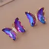 Élégant cristal Zircon papillon boucles d'oreilles pour femmes Style Simple couleur bonbon insecte boucles d'oreilles bijoux