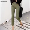 Herfst Korean Hoge Taille Casual Elastische Straight Broek Army Green Jeans Vrouwen Stretch voor Mujer 10415 210518