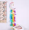드림 포수 boho 벽 매달려 장식 다채로운 공예 깃털 수제 절반 동그라미 달 디자인 홈 장식 선물
