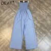 DEAT Women Straight Loose Under Elastic Waist Jumpsuit Solid Color Fashion Temperament Spring Summer 11D1485 210709