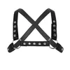 Bras Sets Mens Harness Adjustable Flexible Faux Leather X Shape Back Body Chest Half Belt With Metal O-Rings Cosplay Club Costumes273H