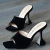 Sandálias femininas de salto alto fashion biqueira quadrada chinelo aberto sólido sapatos femininos de grife de verão
