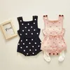 0-2Y Baby Girls Dzianiny sweter Romper Spring Polka Dot Różowy Czysta Bawełniana Dziewczyna Odzież Kombinezon Infant 210521