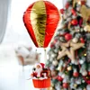 Christmas Hanging Ornament Hot Air Balloon with Santa Ceiling Pendant Indoor Outdoor Festive Holiday Decor 1XBJK2108