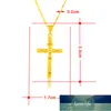 Högkvalitativ ren guldfärg Cross charm hängande halsband för kvinnor män 24k gul guldfyllda halsband bröllop smycken