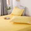 Duvet Cover Sets With Flat Sheet King Size roupas de cama Yellow Color Comforter Bedding Set For Double Bed Home Bedding 150X200 210319