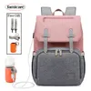 Mamãe Fralda Saco Baby Stroller Backpack USB Carregamento À Prova D 'Água Oxford Mulheres Maternidade Maternidade Enfermagem Nappy Bordas De Viagem 211025