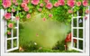 Beställnings- foto bakgrundsbilder 3D-väggmålningar Moderna rosa blommor utanför fönstret Visa skogsbruk bakgrunds väggpapper Hemdcoration