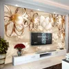 Duvar Kağıtları Özel Duvar Ev Dekor 3D Altın Inci Çiçek Takı Oturma Odası Yatak Odası TV Arka Plan PO Duvar Kağıdı Papier Peint