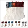 4 couleurs sublimation bas de noël chaussette à carreaux vierge père noël bonbons pomme chaussettes arbre de noël ornements festival fête fournitures