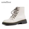 Sophitina Femme's Botkle Boots Cross Lace Up Fashion Design Botie Zipper Decoration ComforT Style Femmes Chaussures Po746 210513