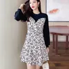 Femmes Robe Printemps Chine Chic Filles Fake Two Piece Couture Vintage Floral Mermaid Mini Vestidos Robes 210514