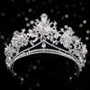 Earrings & Necklace Wedding Accessories For Women Bridal Jewelry Sets Crystal Bride Headwear 3D Floral Crowns Tiara Water Drop Chocker Neckl