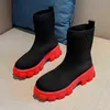 2021 automne hiver nouveau Couple chaussettes chaussures femmes à semelles épaisses décontracté grande taille Net rouge tricoté bottes courtes femmes botas de mujer H1009