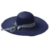2021ビッグブリムフロッピーフォールドサンハット女性のための夏の帽子保護麦わら帽子女性ビーチハット