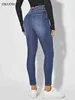 Skinny Jeans para Mulheres Stretchy Cintura alta Classic Denim Pant Slim Hip Elevador Mamãe Jean Moda Blue Wash Cinco bolsos Lápis 211129