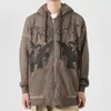 Hip Hop Streetwear Hoodie Angel Print Jacket Harajuku Cotton Fleece Han Oversized Zip Sweatshirt Y2K Clothing 210924