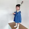 Kızlar için elbise Bahar Moda Pamuk Uzun Kollu Bebek Kız Tatlı Turn-down Yaka Rahat Prenses ES Çocuklar 210615