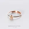 Rose Gold Farbe Twinkle Zirkon Sterne Ring für Frauen Echt 925 Sterling Silber Einfache Freie Größe Mode Schmuck Bijoux 210707