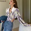 Streetwear Blouses Women Topsf Loral Print Vintage Korean Blusas Mujer Spring Summer Long Sleeve Office Lady Shirts 210519