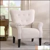 Commercial Furniture Home & Garden Us Stock Modern Wing Back Accent Chair Roll Arm Living Room Cushion With Wooden Legs,Cream A47 Drop Deliv