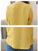 Желтая белая рубашка летний V-воротник с коротким рукавом шифон блузка женские топы и полоса 4138 50 210521