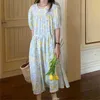 Office Lady Party Streetwear Florals Retro losse All Match Casual Femme Prom Sweet Long Dresses Vestidos 210525
