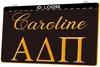 LC0298 Caroline Alpha Delta Pi Light Sign Gravação 3D