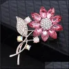 Broches, broches bijoux élégant brillant verre cristal et strass feuille fleur papillon broches pour femmes cadeaux de mode année livraison directe
