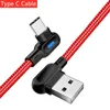 Câbles de charge rapide 1m 2m LED câble de chargeur de données USB cordon Micro Type C pour téléphones mobiles iPhone Samsung Xiaomi