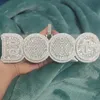 Neue Mode Große Größe Vergoldet Voll Bling CZ Stein DIY Benutzerdefinierte Name Brief Anhänger Halskette mit 3mm 24 zoll Seil Kette für Männer Wo248f