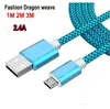 USB Kablosu 1 M 2 M 3 M 10FT Naylon Örgülü Şarj Kablosu Hızlı Şarj Kablosu USB Veri Kablosu Huawei LG Not 10 11 Pro Max