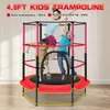 Stor trampolin 59.06INCH Runda Kids Enkelspel Net Pad Rebounder Yorte Exercise Hem Leksaker Hoppa säng Max belastning 140 kg Sport Trampoliner Barn hoppar med säker webb