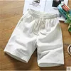 Linne shorts män stor hög sommar plus storlek 6xl 7xl 8xl 9xl 10xl elastisk midja casual lin bermuda manlig strand kläder 210713