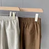 Hög midja Lös Casual Linne Wide Ben Suit Shorts Kvinnors Sommar Sweat Kvinna 210607