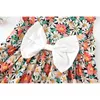 Fille Robe D'été Sans Manches Bowknot Daisy Enfants Vacances Style Imprimer Vêtements + Chapeau Gratuit 210515