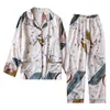 High Quality Soft Pajamas Women Printed Home Clothes Suit Summer Thin Long Sleeve Sleepwear Female Pijama Autumn