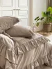 Sängkläder Ställer in Elegant Fransk Princess Style Cotton Four-Piece Set Lace Quilt Cover