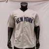 Mantle Jersey 1951 Biała kremowa prążkowana szara naszywka Baseball Hall Of Fame Home Away Szary czarny pulowerowy guzik Wszystkie szyte