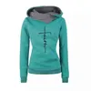 Höst vinter hoodies sweatshirts kvinnor tro broderad tröja långärmad pullovers jul casual varm hooded toppar 211109