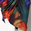 TWOTYLE Tie Dye Bodycon Skirt For Women High Waist Ruched Slim Fit Color Skirts Female Fashion Clothing Summer 210621