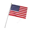 Mini America National Hand flagga 21 * 14 cm US Stars och Stripes Flaggor för Festival Firande Parade Allmänt Val Daw244