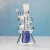 Mini Small smoking Glass Oil Burner Pipe with 10mm Bowl Colorful Percolater Bubblers Water Pipes Clear Hookah Tobacco Bowls Blue Whole Set Smoking Accessories