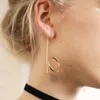 1Pair minimalistisk lång bar hänge hoop dangle örhängen för sexiga kvinnor personlighet guld metall färg runda cirkel örhängen smycken