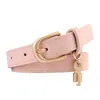 Nouveau trois pièces ensemble 2 cm de large ceintures pour femmes serrure à clé pendentif décoration en cuir PU Version coréenne de loisirs dames ceinture G1026