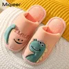 Enfants maison pantoufles pour filles garçons hiver intérieur enfant chaud en peluche coton chaussures dessin animé mignon dinosaure anti-dérapant 16-22cm 211119